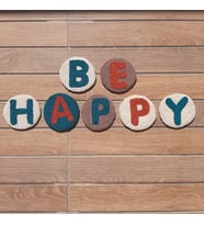 Mi-Knitting, Be Happy Bardak Altlığı, 7 parça Punch Nakışı Bardak Altlığı, Elişi Bardak Altlığı