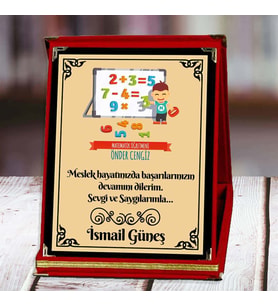 Matematik Öğretmeni Baskılı Plaket (4. Tasarım)  Kişiye Özel (Kırmızı)