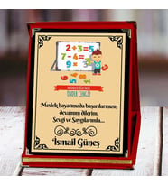 Matematik Öğretmeni Baskılı Plaket (4. Tasarım)  Kişiye Özel (Kırmızı)