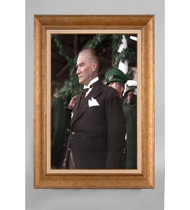 Altın Varaklı Paspartulu Çerçeveli Atatürk Tablo sd722