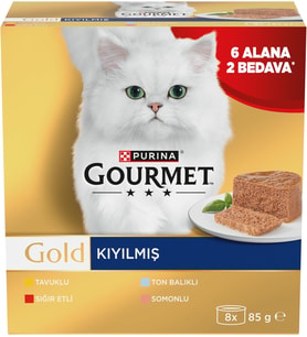 Gold Kıyılmış Somonlu Yaş Kedi Maması Multipack 85 gr. (8 Al 6 Öde)