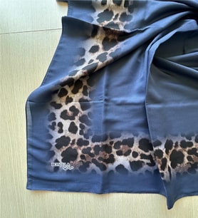 Soft Zarif Leopar Desenli Moda Trend Şal (Mavi-Gri)