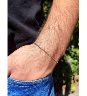 Paslanmaz Çelik Unisex İnce İtalyan Yassı Bileklik (Gold)