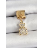 316L Çelik Sallantılı Zirkon Taşlı Ayıcık Model Gold Renk Nomination Charm 5886