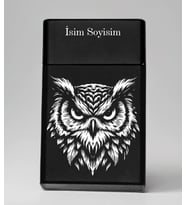 Baykuş Desenli Metal Tabaka – Kişiye Özel İsimli Hediyelik