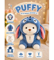 Stitch kostümlü 30 cm puffy hug kıyafetleri çıkartılabilir ayakları hareket eden sevimli peluş ayıcık