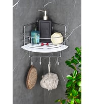 Krom Tel Köşe Şampuanlık Yapışkanlı Banyo Duş Rafı