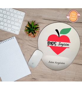 Kişiye Özel Mrs (Bayan) Yazılı Kalp Temalı Mouse Pad Bilek Destekli