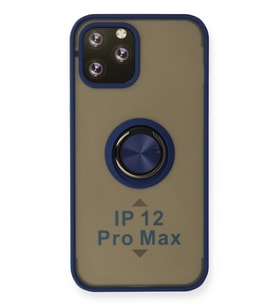 Pilelistore   iPhone 12 Pro Kılıf Montreal Yüzüklü Silikon Kapak - Lacivert