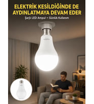 Acil Durumlar İçin Şarjlı LED Ampul 6400K Soğuk Beyaz 30 Watt Yeni Nesil