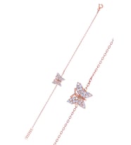 Kelebek Model Rose Kaplama Zirkon Taşlı Gümüş Bileklik 201024982