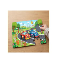 Sevimli Yarış Arabaları Tasarımlı 24 Parça Ahşap Çocuk Puzzle