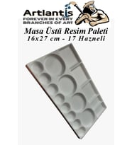 Masa Üstü Resim Paleti 1 Adet 17 Hazneli Boya Paleti 16X27 cm Sanatsal Boyalar İçin Palet Akrilik Boya Yağlı Boya Guaj Boya (Beyaz)