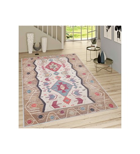 Rovigo Home Dijital Baskı Yıkanabilir Kaymaz Taban Salon Halısı  RVG1722 (Bej)