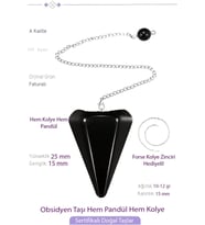 Sertifikalı Obsidyen Taşı Pandül Sarkaç Hem Pandül - Hem Kolye (Çok Renkli)