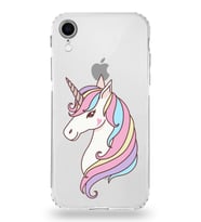 Apple iPhone XR Uyumlu Kamera Korumalı Tıpalı Kapak Unicorn Tasarımlı Silikon Şeffaf Kılıf