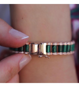 Peridot Taşlı Rose Gold Kaplama Gümüş Bileklik