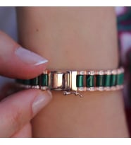Peridot Taşlı Rose Gold Kaplama Gümüş Bileklik
