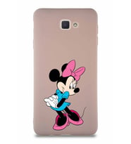 Samsung Galaxy J7 Prime 2 Soft Premier Kapak Minnie Mouse-F Tasarımlı Silikon Kılıf - Pudra (Şeffaf)