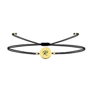 Alberaccessories 925 Ayar Gümüş Tasarım 14 K Gold Kaplama İp Örgü R Harf Şans Bileklik