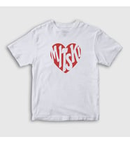 Presmono Unisex Çocuk Beyaz I Love Kalp Mitski T-Shirt 543197tt (Beyaz)