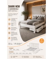 Shark New 2 Çekmeceli Çift Kişilik MDF Karyola