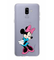 Samsung Galaxy J8 Kapak Minnie Mouse Tasarımlı Şeffaf Silikon Kılıf
