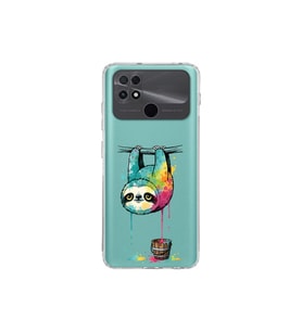 POCO C40 ile Uyumlu Splash Tembel Hayvan Tasarımlı Şeffaf Silikon Kılıf