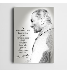 Atatürk Kahraman Türk Kadını Kanvas Tablo