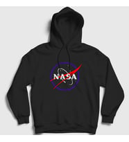 Presmono Unisex Siyah Logo V2 Nasa Space Uzay Kapüşonlu Sweatshirt 283031tt