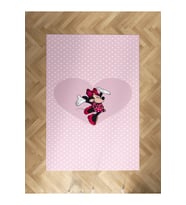 MEKTA HOME BEBEK VE ÇOCUK ODASI Büyük Kalpli Minnie Mause ve Puantiyeli halı