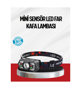 Sensörlü LED Kafa Lambası Kırmızı Beyaz Işık Ayarlanabilir