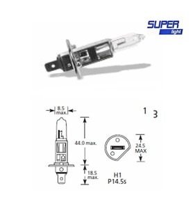 Super Light H1 Halojen Far Ampülü 12 Volt 60-55 Watt