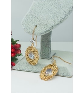 Rose Altın Kaplama Vip Seri Kararmaz Zirkon Taşlı Oval Küpe 2,5 cm