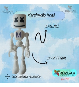 Marshmello Head ROBLOX Eklemli Oyuncak 14 cm