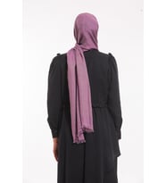 Düz Renk Cotton Seri Şal Eşarp Askısı ile Birlikte 75x200 cm Mürdüm-75x200