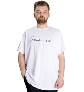 Mode XL Büyük Beden Erkek T-shirt MUHAMMED ALI 23160 Beyaz