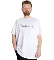 Mode XL Büyük Beden Erkek T-shirt MUHAMMED ALI 23160 Beyaz