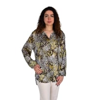 Kadın Leopar Desen Şifon Gömlek BGL-ST04236 (Siyah)