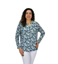 Kadın Uzun Kol Düğmeli Bluz BGL-ST04686 (Mavi)