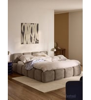 Most Oktagon Bazalı Karyola Kahverengi Bukle Kumaş İşbir Kuştüyü Sünger 180x200 Yatak İçin(Kurulum Dahil)