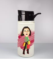 Kişiye Özel Karikatür Tasarım Özel Koruma Kılıflı Cam Matara 96045