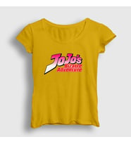 Presmono Kadın Sarı Logo Anime Jojo T-Shirt 322679tt (Sarı)