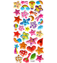 Sticker Kabartmalı Stiker Defter, Planlayıcı Etiket (limyl-035)-17x9cm- Desenli Yıldızlar