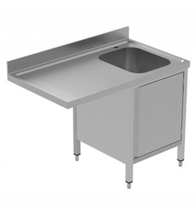 Electrolux Professional Tezgahaltı Bulaşık Makinesi İçin Dolaplı Tezgah, Tek Evyeli (400x500x250 Mm), Damlalığı Solda, 1200 Mm, Plus GLR1SSPP