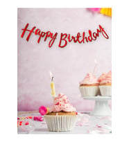 Happy Birthday Kaligrafi Banner Kırmızı