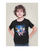 Tasarım Sonic The Hedgehog Baskılı Unisex Çizgi Film Çocuk Tişört (1-12 Yaş)