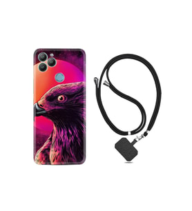 General Mobile Gm22 Plus Kılıf Silikon Desen Boyun Askılı Red Eagle 1752