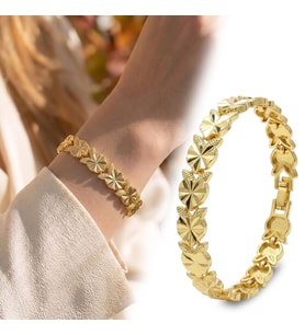 Premium Şık ve Parlak Amora 24K Gold Kaplama 8 mm Kadın Bijuteri Bileklik 3183KBV5D9 (~18cm)