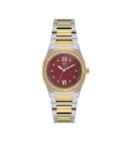 Ferro FL21616AWT-D8 Quartz Çelik Altın Gri Kırmızı 27 mm Kadın Kol Saati